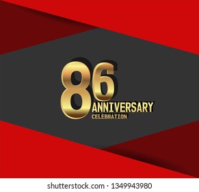 86 years Anniversary gold font with red fold on above and below font. My all design can see in my portofolio