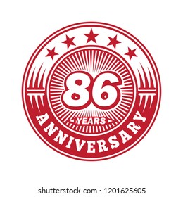 86 years anniversary. Anniversary logo design. Vector and illustration.