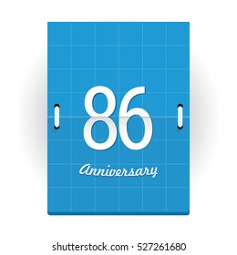 86 Years Anniversary Logo Designed like Flip Calendar