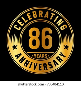 86 years anniversary logo template. Vector and illustration.