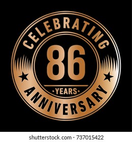 86 years anniversary logo template. Vector and illustration.