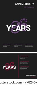 86 Years Anniversary Logotype design with overlapping styles between numbers and letters