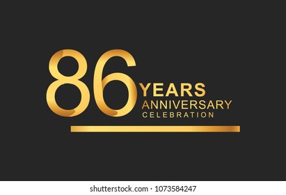 86 years anniversary logotype with under line golden color for anniversary celebration