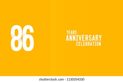 86 Years Anniversary logotype with white flat colored font  for company celebration event, birthday