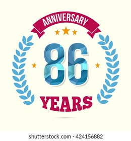  86 Years Anniversary with Low Poly Design and Laurel Ornaments