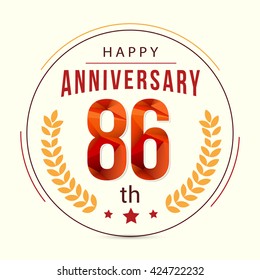86 Years Anniversary with Low Poly Design and Laurel Ornaments