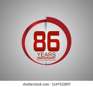 86 years anniversary red logotype style with slash circle for company celebration event