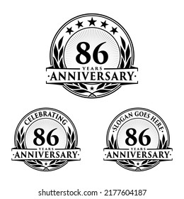 86 years anniversary set. 86th celebration logo collection. Vector and illustration. 