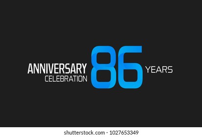 86 years anniversary simple design with blue and white color for celebration event