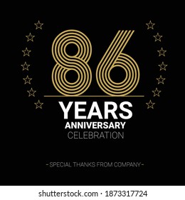 Icono vectorial de 86 años, logotipo. Elemento de diseño gráfico con número y composición de texto para el 86º aniversario.
