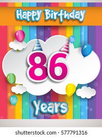 86 Years Birthday Celebration Balloons Clouds Stock Vector (Royalty ...