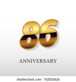 86 Years Golden Anniversary Vector Logo Design Isolated on White Background