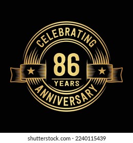 86 years logo design template. 86th anniversary vector and illustration.