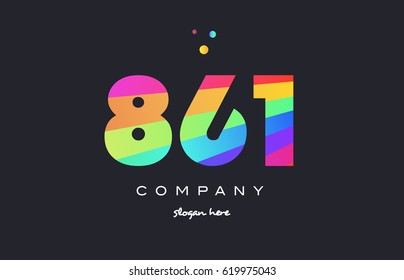 861 creative color green orange blue magenta pink number digit company logo vector icon spectrum