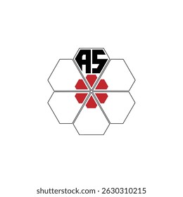 861 diamond shape alphabet letter pentagon geometric educational learning flower logo A S