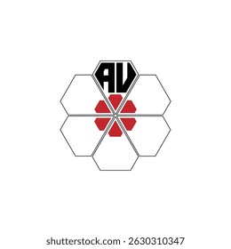 863 diamond shape alphabet letter pentagon geometric educational learning flower logo A U