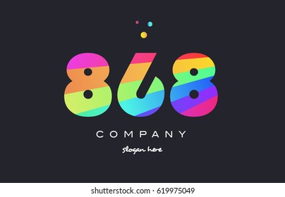 868 creative color green orange blue magenta pink number digit company logo vector icon spectrum
