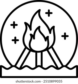 869 - Beach bonfire Vector Icon Design