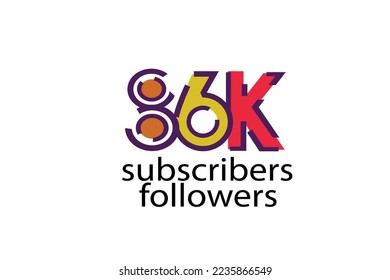86K, 86.000 subscribers or followers blocks style with 3 colors on white background for social media and internet-vector
