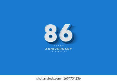 86th  anniversary background with illustrations of white numbers along with the writing below.