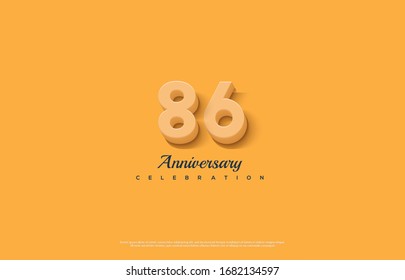 86th anniversary background with orange-colored number illustration and black text below.