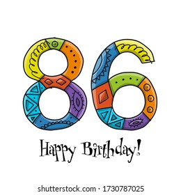 86th anniversary celebration. Greeting card template. Vector illustration