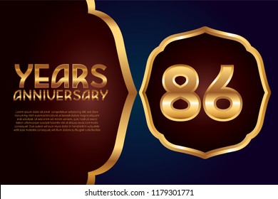 86th Anniversary gold numbers. background for anniversary