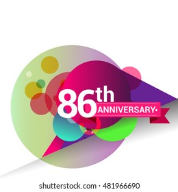 86th Anniversary logo, Colorful geometric background vector design template elements for your birthday celebration.