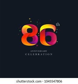 86th Anniversary Logo Design, Number or Digit 86 Icon Vector Template.