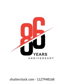 86th anniversary logo red and black swoosh design isolated on white background for anniversary celebration.
