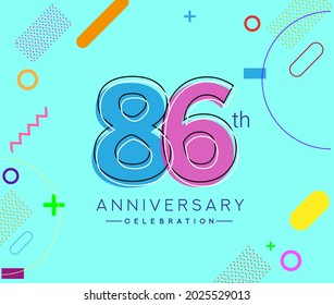 86th anniversary logo, vector design birthday celebration with colorful geometric background.