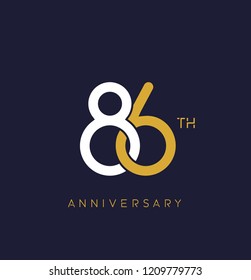 86th anniversary logo.overlapping number with simple monogram color. vector design for greeting card and invitation card.