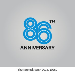 86th anniversary logotype with multiple line style blue color isolated on white background for celebration