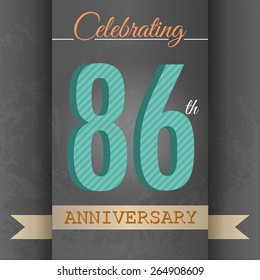 86th Anniversary poster / template design in retro style - Vector Background