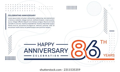 86th anniversary template design with abstract background, vector template