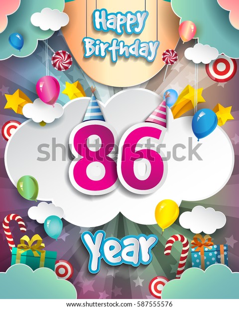 86th Birthday Celebration Greeting Card Design Stock Vector (Royalty ...