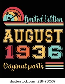 86th Birthday Vintage Legends Born In August 1936 86 Years Old Retro Birthday Ideas Beach Palm Tree