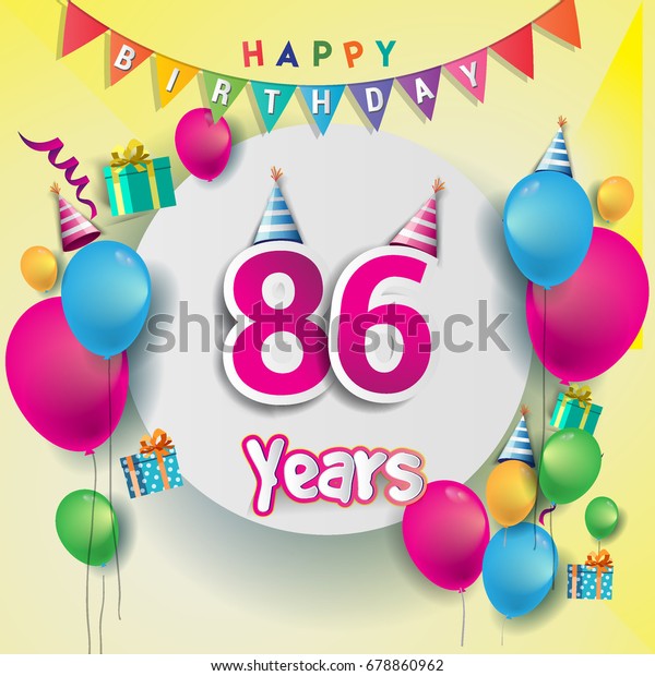 86th Years Anniversary Celebration Birthday Card Stock Vector (Royalty ...