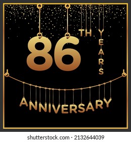 86th years anniversary, vector design for anniversary celebration with gold color on black background, simple and luxury design. logo vector template
