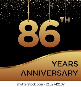 86th years anniversary, vector design for anniversary celebration with gold color on black background, simple and luxury design. logo vector template