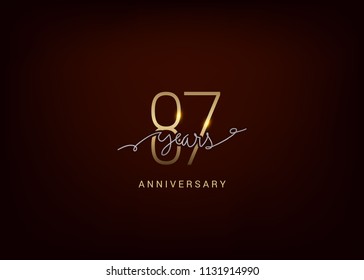 87 Anniversary elegant gold colored isolated on dark background, vector design for celebration, invitation and 