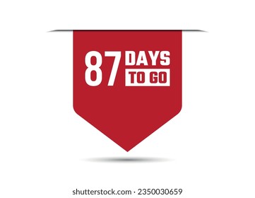 87 days to go red vector banner illustration isolated on white background