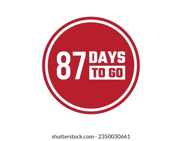 87 days to go red vector banner illustration isolated on white background