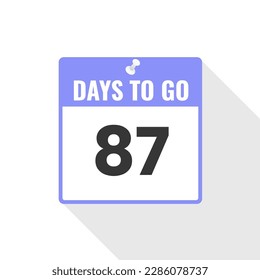87 Days Left Countdown sales icon. 87 days left to go Promotional banner