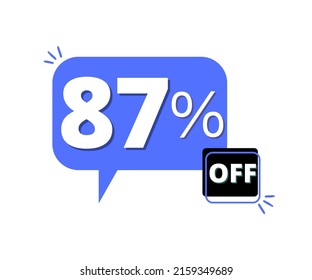 87% discount off with blue 3D thought bubble design 