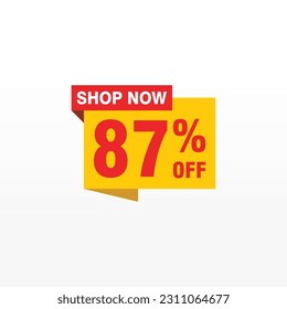 87 descuento, distintivos de vectores de venta para etiquetas, , pegatinas, banners, etiquetas, etiquetas, etiquetas web, nueva oferta. Banner de signo de origami de descuento 