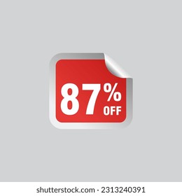 87 Rabatt, Sales Vector Abzeichen für Labels, , Stickers, Banner, Tags, Web-Aufkleber, Neues Angebot. Discount-Origami-Zeichenbanner 