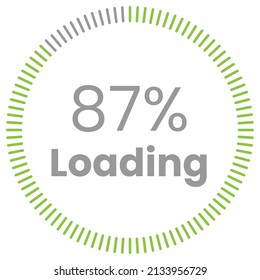 87% Loading. 87% circle diagrams Infographics vector, 87 Percentage ready to use for web design ux-ui