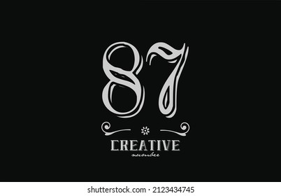 87 Zeichen-Symbol mit schwarz-weißer Farbe. Vorlage für kreative Vintage für Unternehmen und Unternehmen