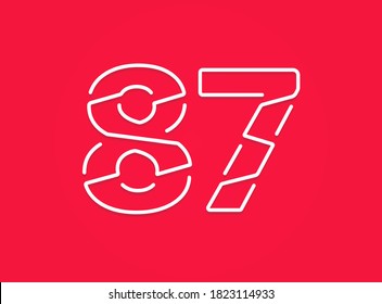 87 number. Modern trendy, creative style design. For logo, brand label, design elements, corporate identity, application etc. İsolated vector illustration          
